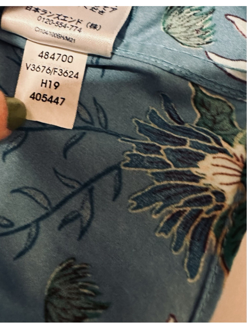 Lands End Button Up Shirt Womens 8 Cotton Multicolor / Teal Floral Long Sleeves - Picture 15 of 16